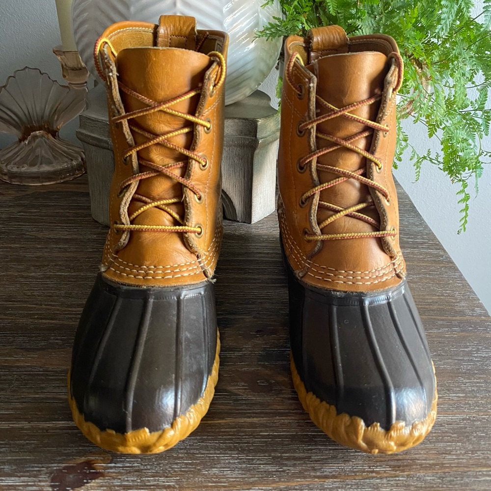 Vintage L.L. Bean Main Hunting Bean Duck Boots Lace Up Womens 5 Narrow Tan Brown - Picture 5 of 9